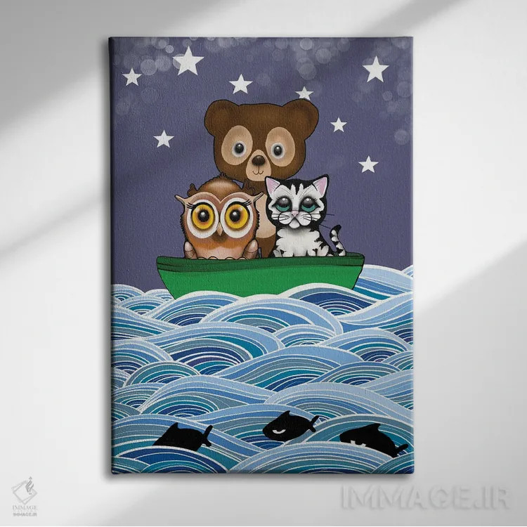 تابلو همه در قایق سبز نخودی اثر آن هاچینسون - نمای روبهرو روی دیوار