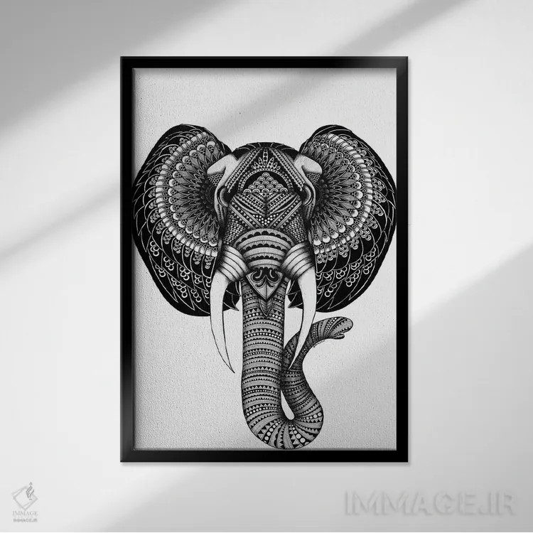 تابلو فیل "الویس" اثر آن هاچینسون - نمای قابدار مشکی