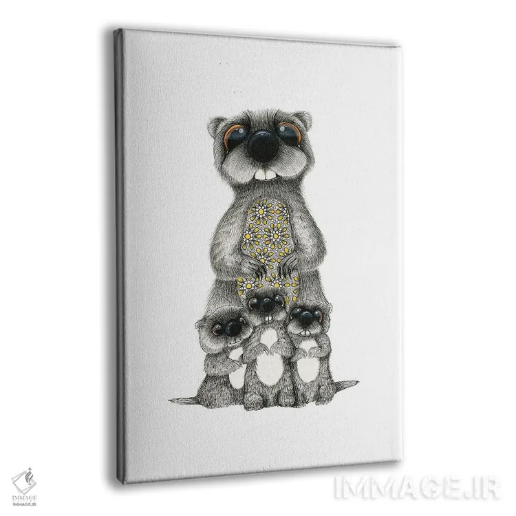 تابلو خانواده موش صحرایی (گوفر) اثر آن هاچینسون - نمای پرسپکتیو محصول