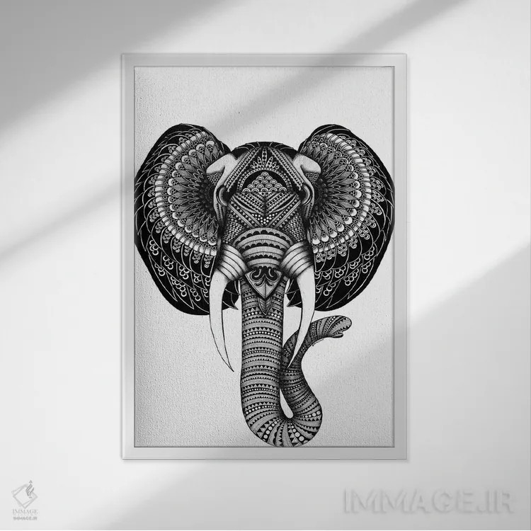 تابلو فیل "الویس" اثر آن هاچینسون - نمای قابدار سفید