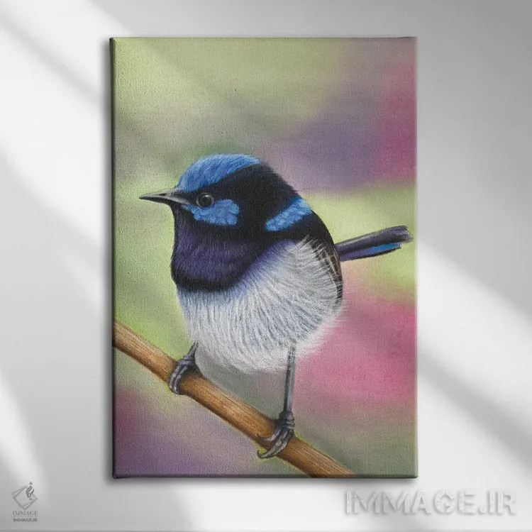 تابلو کوچک آبی اثر آن هاچینسون - نمای روبهرو روی دیوار