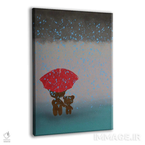 تابلو خرسهای تدی کوچک زیر باران اثر آن هاچینسون - نمای پرسپکتیو محصول