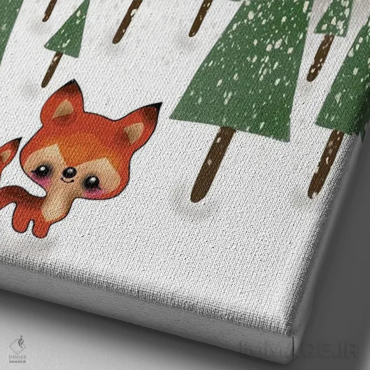 تابلو روباههای کوچک در مزرعه اثر آن هاچینسون - نمای نزدیک بافت بوم