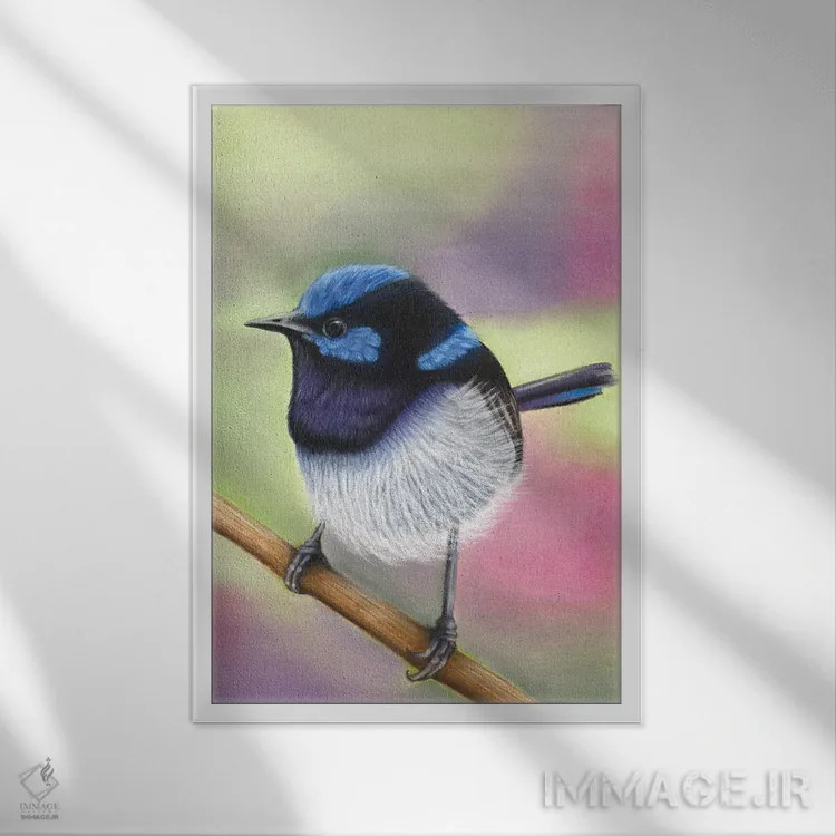 تابلو کوچک آبی اثر آن هاچینسون - نمای قابدار سفید