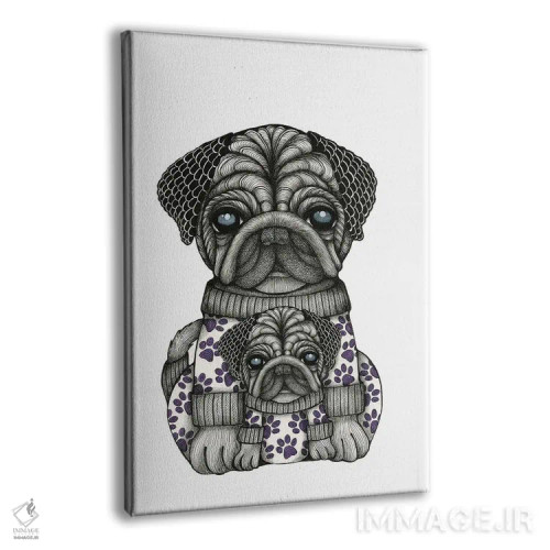 تابلو مامان پاگ (سگ) و بچهاش اثر آن هاچینسون - نمای پرسپکتیو محصول