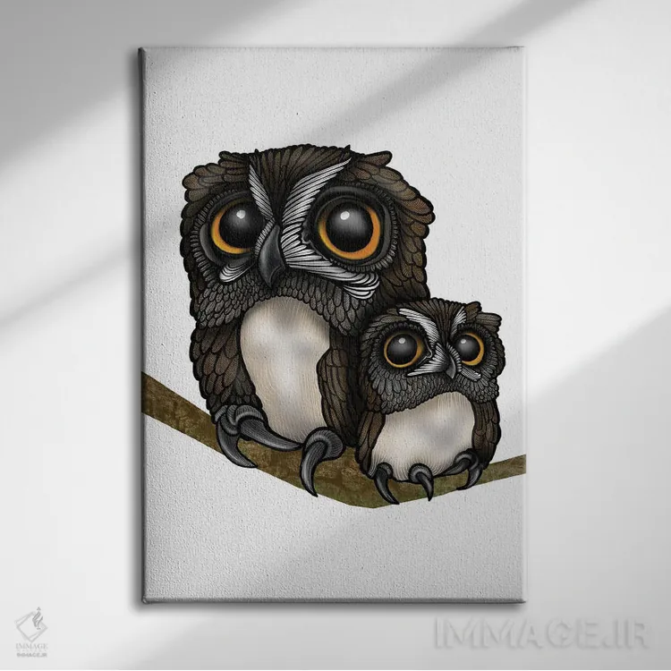تابلو جغدها اثر آن هاچینسون - نمای روبهرو روی دیوار