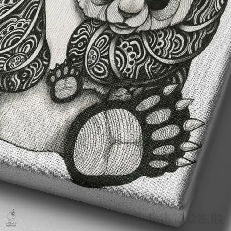 تابلو مامان پاندا و بچهاش اثر آن هاچینسون - نمای نزدیک بافت بوم