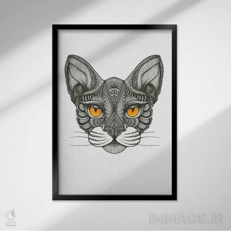 تابلو گربه دالی (پیکابو) اثر آن هاچینسون - نمای قابدار مشکی