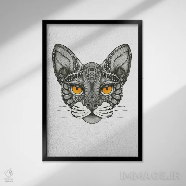تابلو گربه دالی (پیکابو) اثر آن هاچینسون - نمای قابدار مشکی
