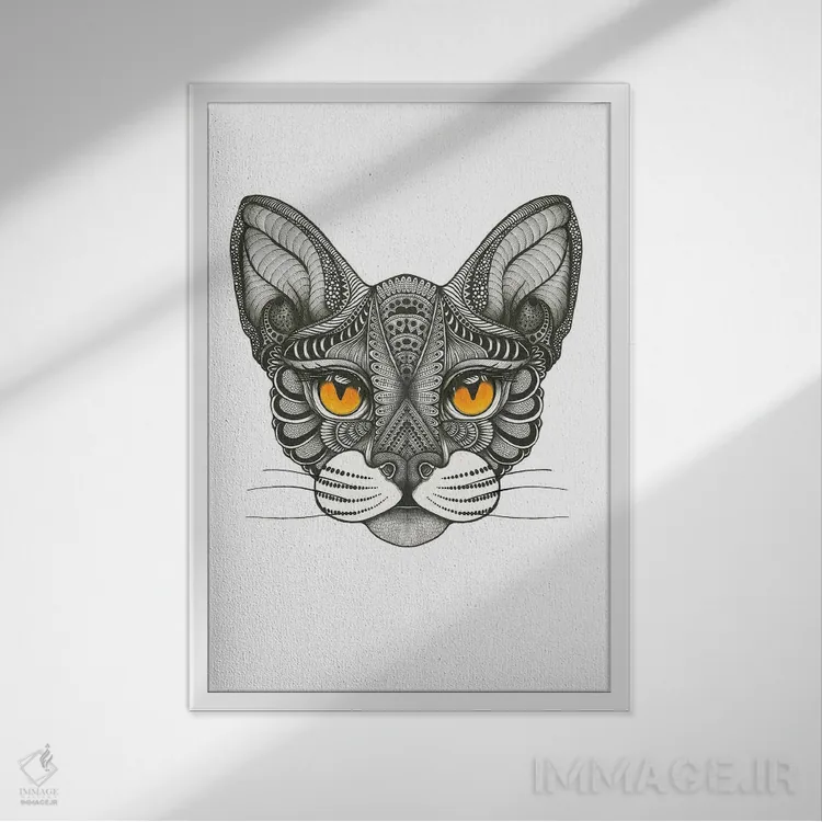 تابلو گربه دالی (پیکابو) اثر آن هاچینسون - نمای قابدار سفید