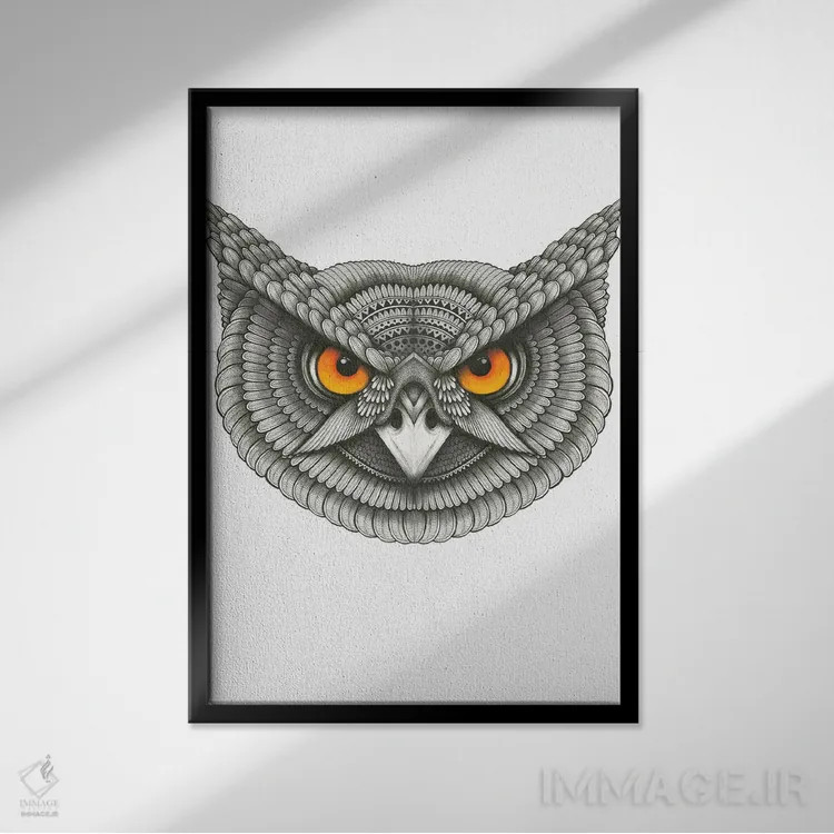 تابلو جغد دارم (بازی زبانی) اثر آن هاچینسون - نمای قابدار مشکی