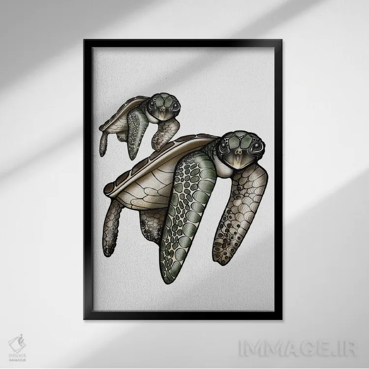 تابلو زمان لاکپشت اثر آن هاچینسون - نمای قابدار مشکی