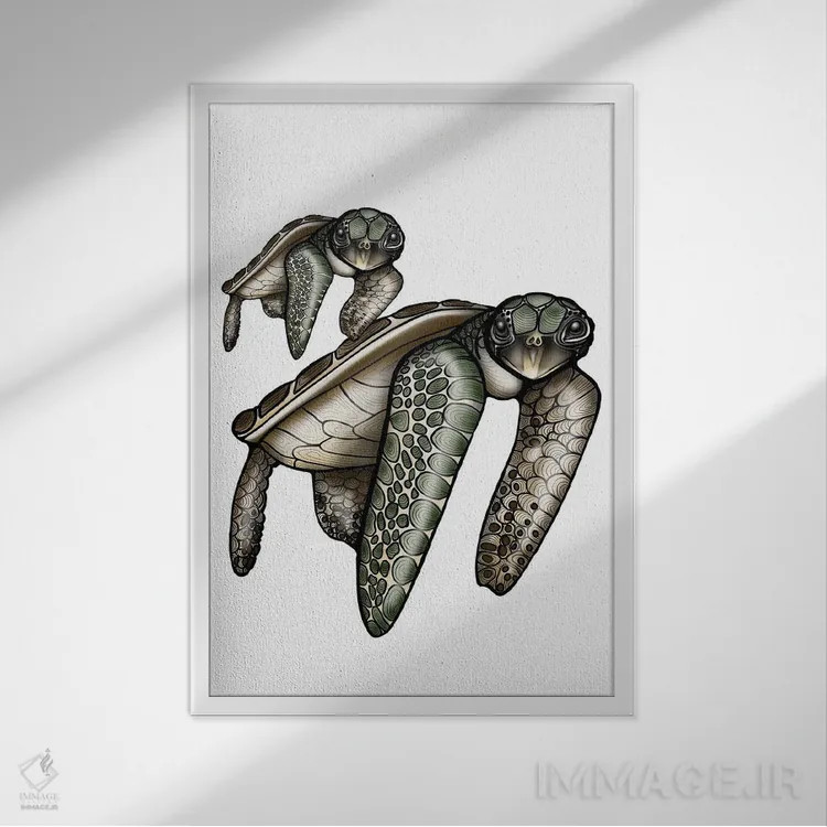 تابلو زمان لاکپشت اثر آن هاچینسون - نمای قابدار سفید