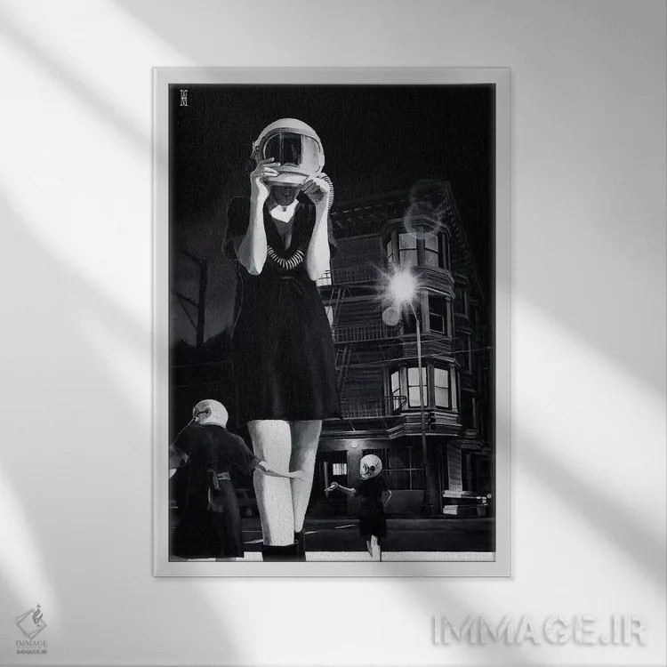 تابلو یک تکه آرامش از من (مفهومی) اثر الک هاکسلی - نمای قابدار سفید