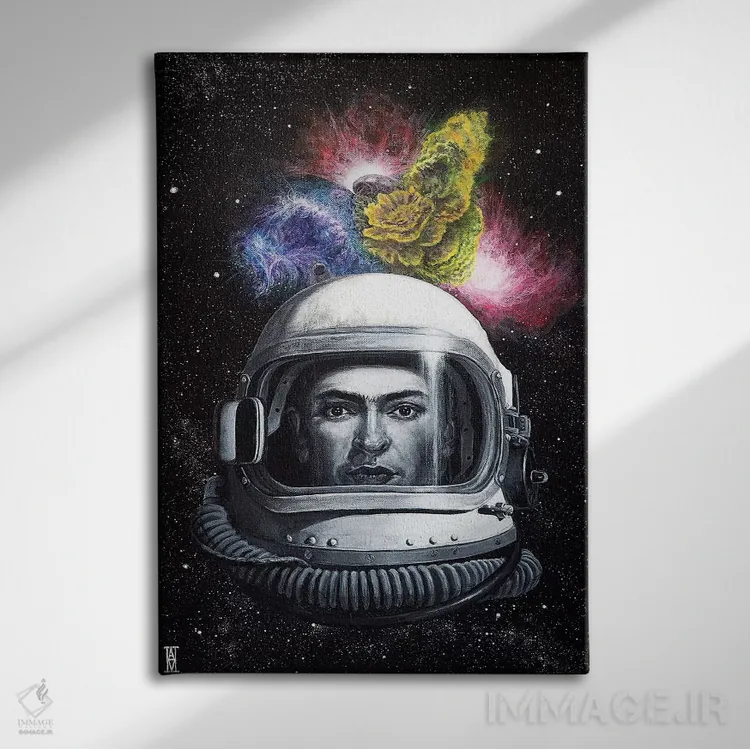 تابلو خانه کیهانی (اسپانیایی) اثر الک هاکسلی - نمای روبهرو روی دیوار