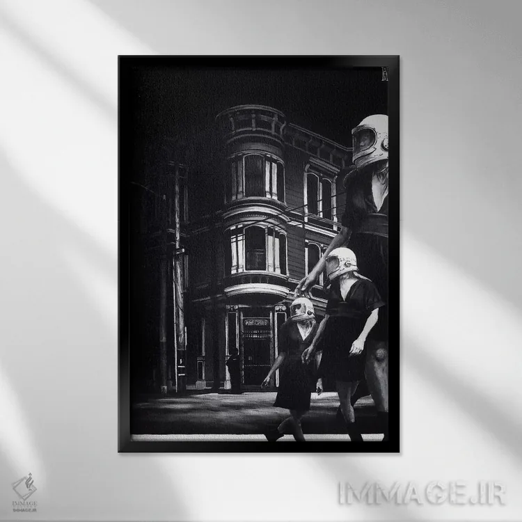 تابلو این راه میآید (مفهومی) اثر الک هاکسلی - نمای قابدار مشکی