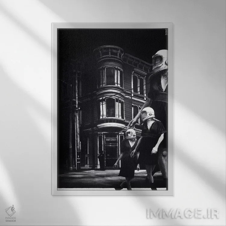 تابلو این راه میآید (مفهومی) اثر الک هاکسلی - نمای قابدار سفید