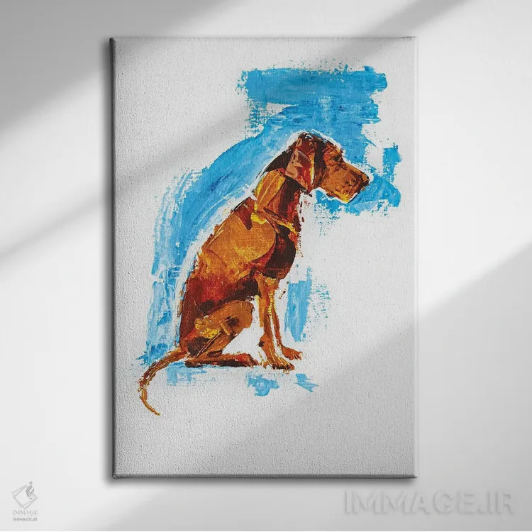 تابلو ویزسلا نشسته (سگ) اثر آنا چر - نمای روبهرو روی دیوار