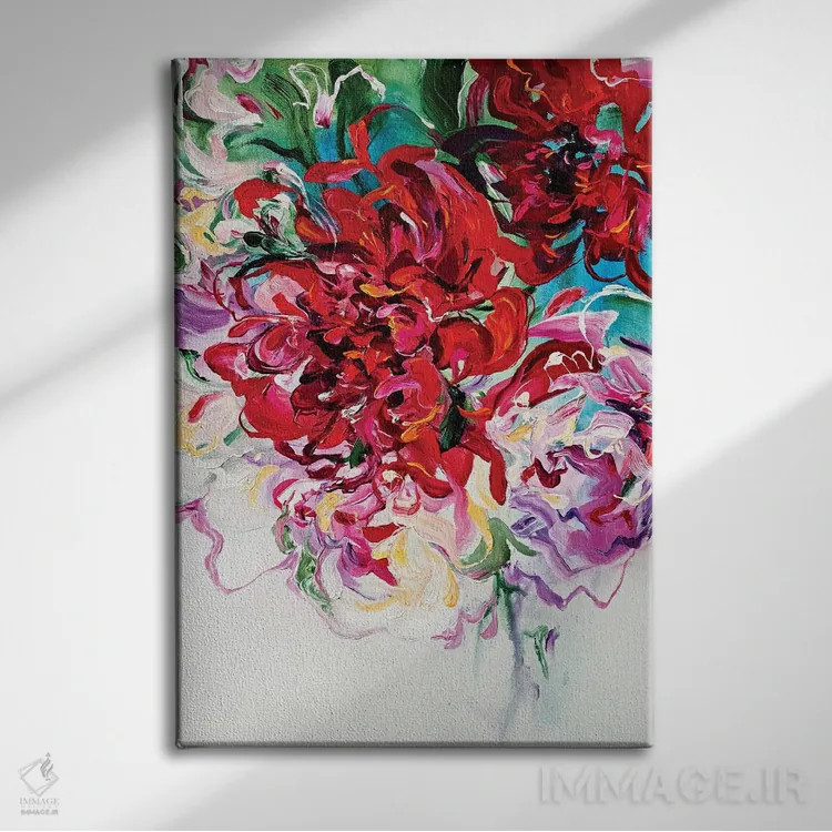 تابلو گلدار انتزاعی اثر آنا چر - نمای روبهرو روی دیوار