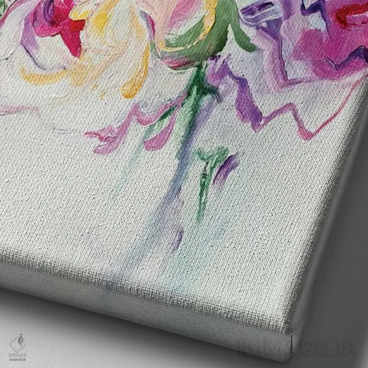 تابلو گلدار انتزاعی اثر آنا چر - نمای نزدیک بافت بوم