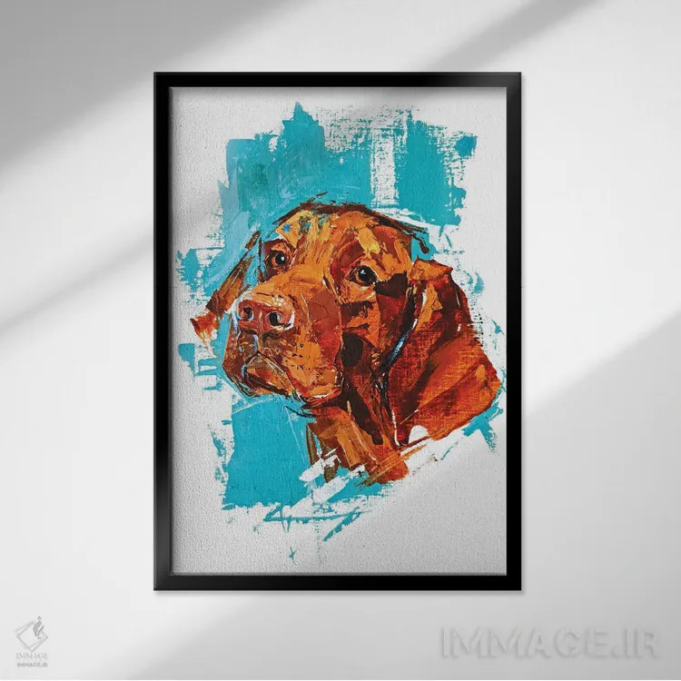 تابلو ویزسلا (نژاد سگ شکارچی مجارستانی) اثر آنا چر - نمای قابدار مشکی