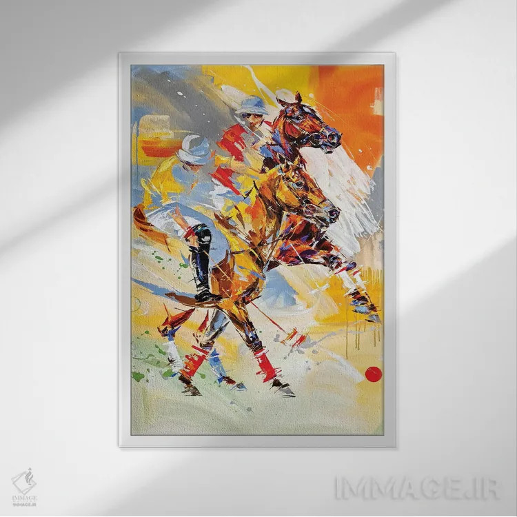 تابلو پولو (ورزش اسبسواری یا نام خاص) اثر آنا چر - نمای قابدار سفید