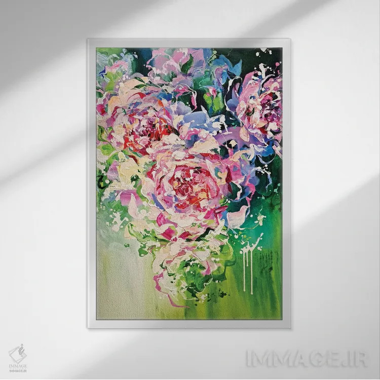 تابلو روز گرم اثر آنا چر - نمای قابدار سفید