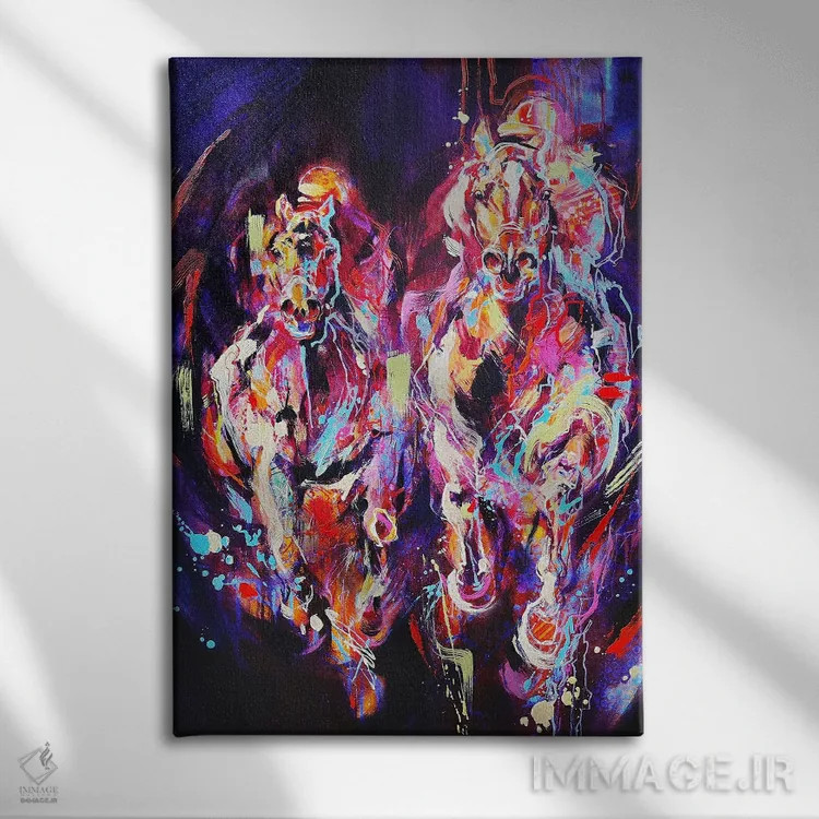 تابلو اسبدوانی (مسابقه اسب) اثر آنا چر - نمای روبهرو روی دیوار