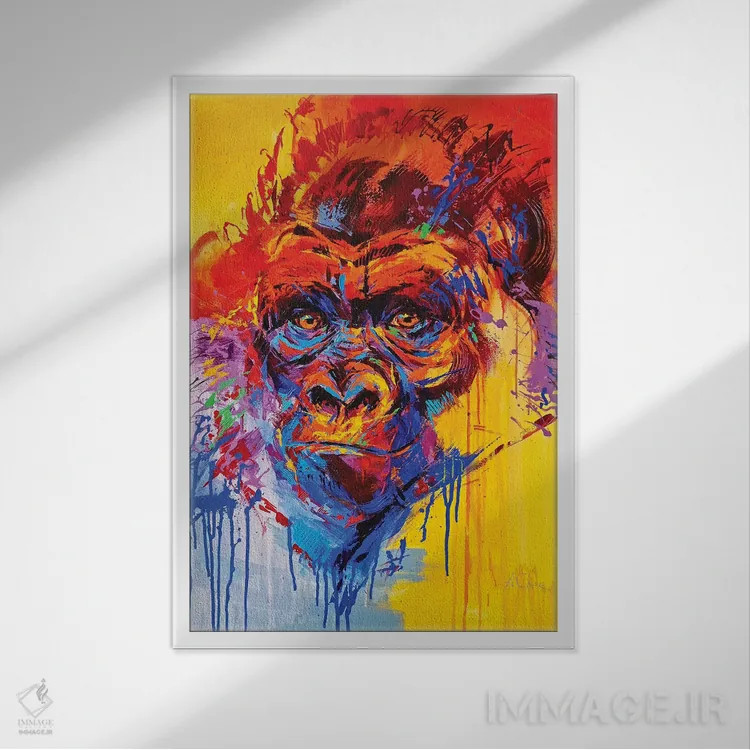 تابلو گوریل اثر آنا چر - نمای قابدار سفید