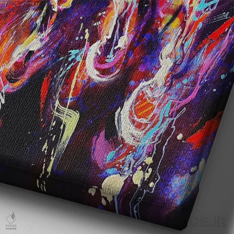 تابلو اسبدوانی (مسابقه اسب) اثر آنا چر - نمای نزدیک بافت بوم