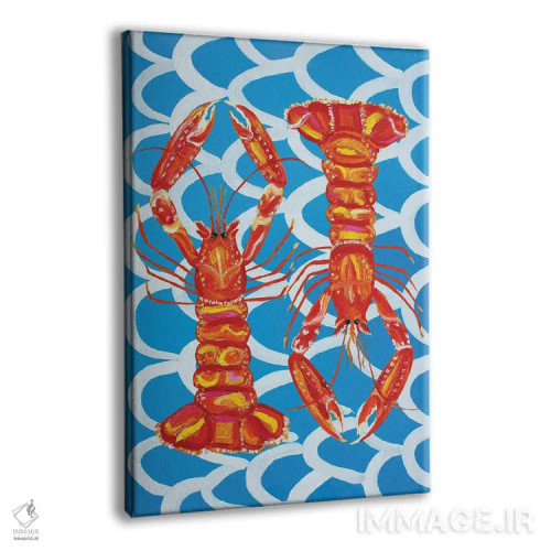 تابلو لنگوستینها روی زمینهٔ موجی آبی اثر آلیس استراکر - نمای پرسپکتیو محصول