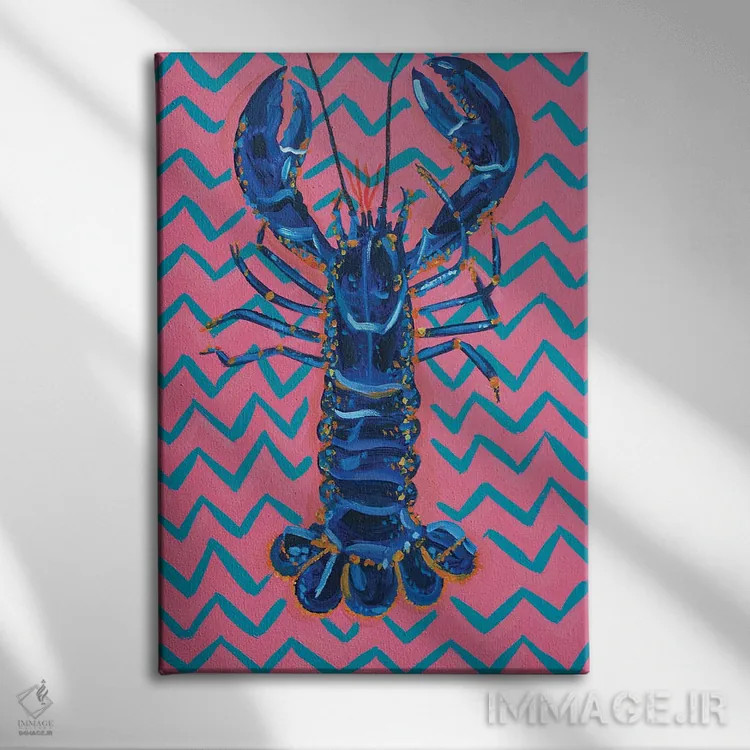 تابلو خرچنگ روی طرح زیگزاگی اثر آلیس استراکر - نمای روبهرو روی دیوار