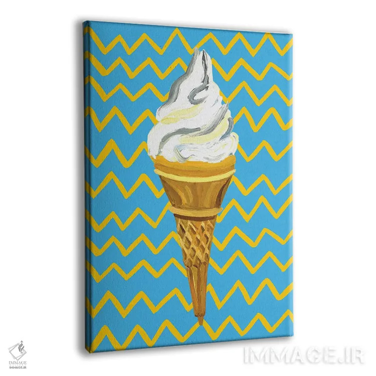 تابلو بستنی روی زیگزاگ آبی اثر آلیس استراکر - نمای پرسپکتیو محصول