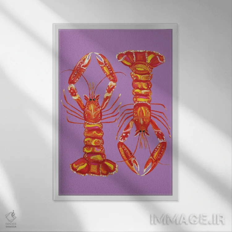 تابلو لنگوستینها روی بنفش اثر آلیس استراکر - نمای قابدار سفید