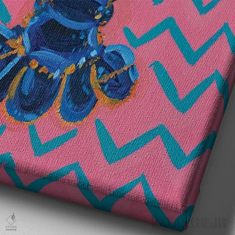 تابلو خرچنگ روی طرح زیگزاگی اثر آلیس استراکر - نمای نزدیک بافت بوم