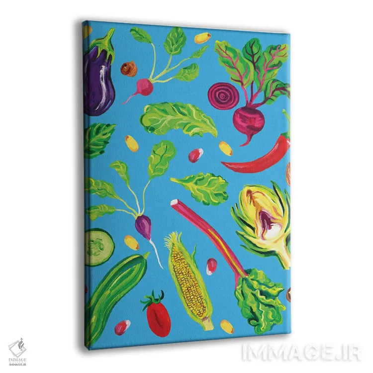 تابلو سبزیجات بهاری آبی اثر آلیس استراکر - نمای پرسپکتیو محصول