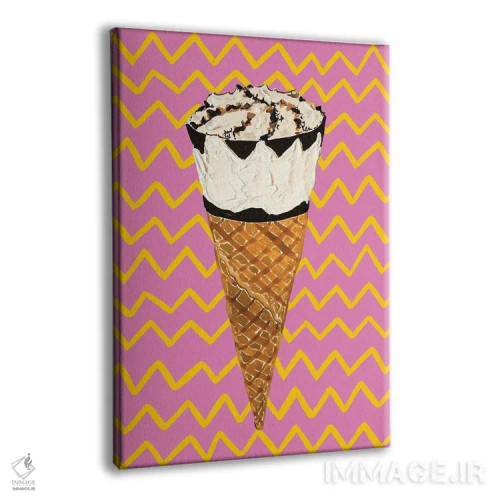 تابلو کورنتو روی زیگزاگ صورتی (بستنی) اثر آلیس استراکر - نمای پرسپکتیو محصول