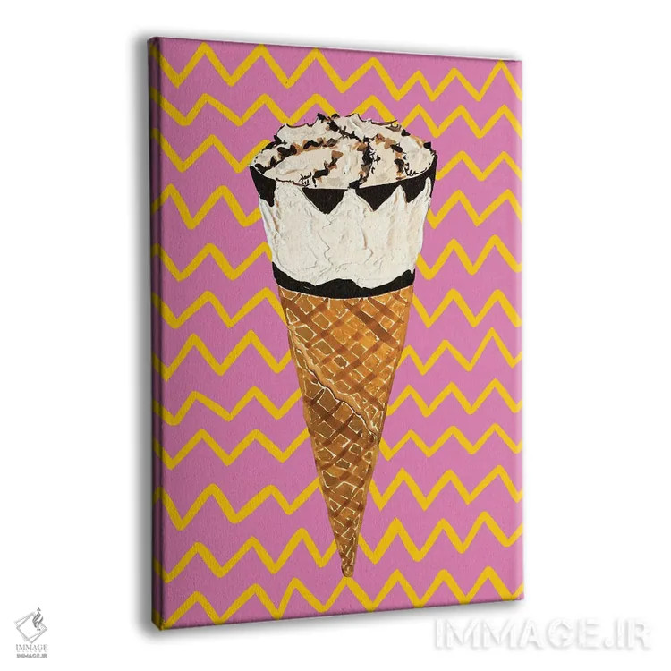 تابلو کورنتو روی زیگزاگ صورتی (بستنی) اثر آلیس استراکر - نمای پرسپکتیو محصول