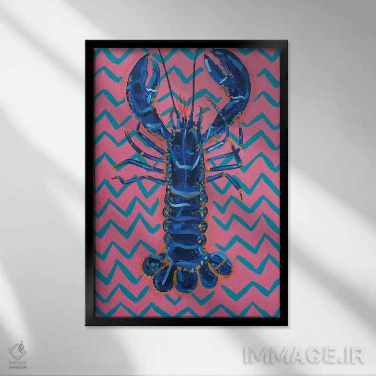 تابلو خرچنگ روی طرح زیگزاگی اثر آلیس استراکر - نمای قابدار مشکی