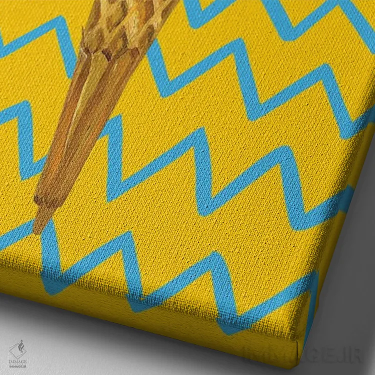 تابلو بستنی روی زیگزاگ زرد اثر آلیس استراکر - نمای نزدیک بافت بوم