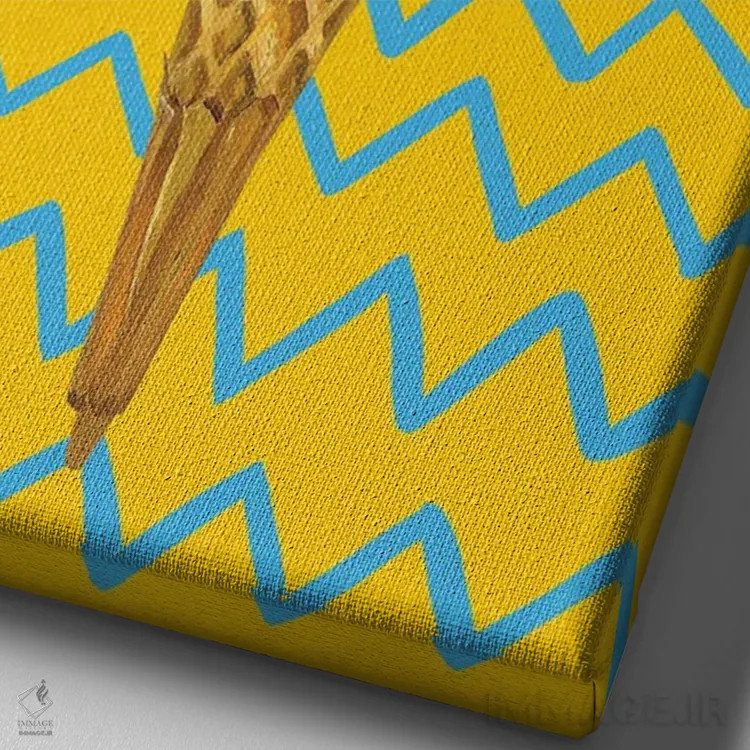 تابلو بستنی روی زیگزاگ زرد اثر آلیس استراکر - نمای نزدیک بافت بوم