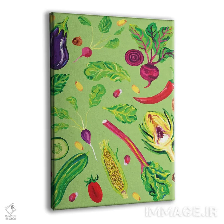 تابلو سبزیجات بهاری سبز اثر آلیس استراکر - نمای پرسپکتیو محصول