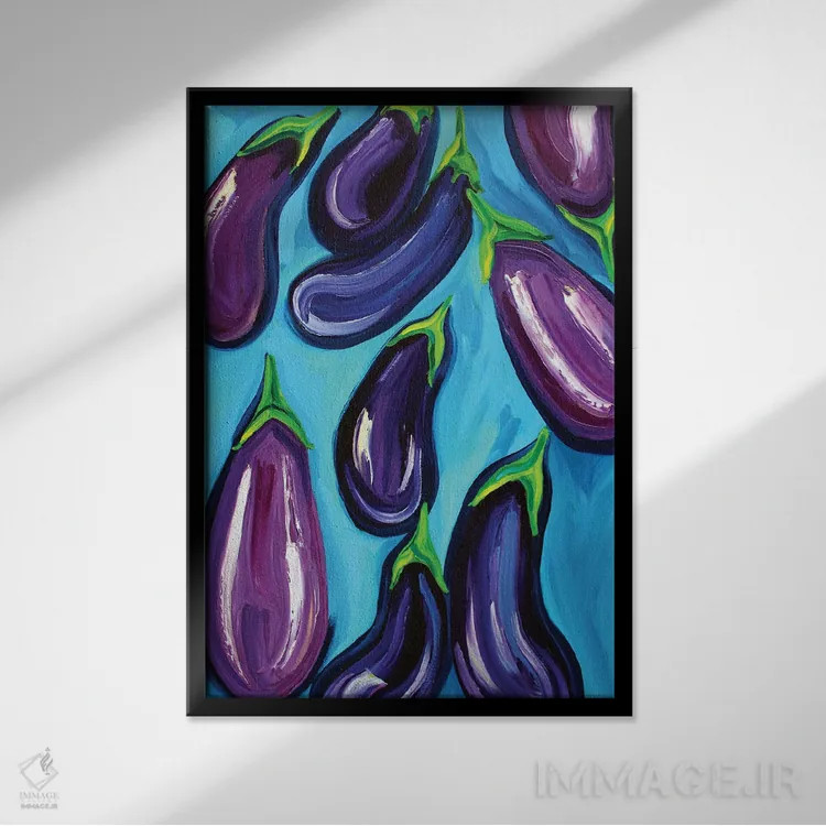 تابلو باران بادمجان اثر آلیس استراکر - نمای قابدار مشکی