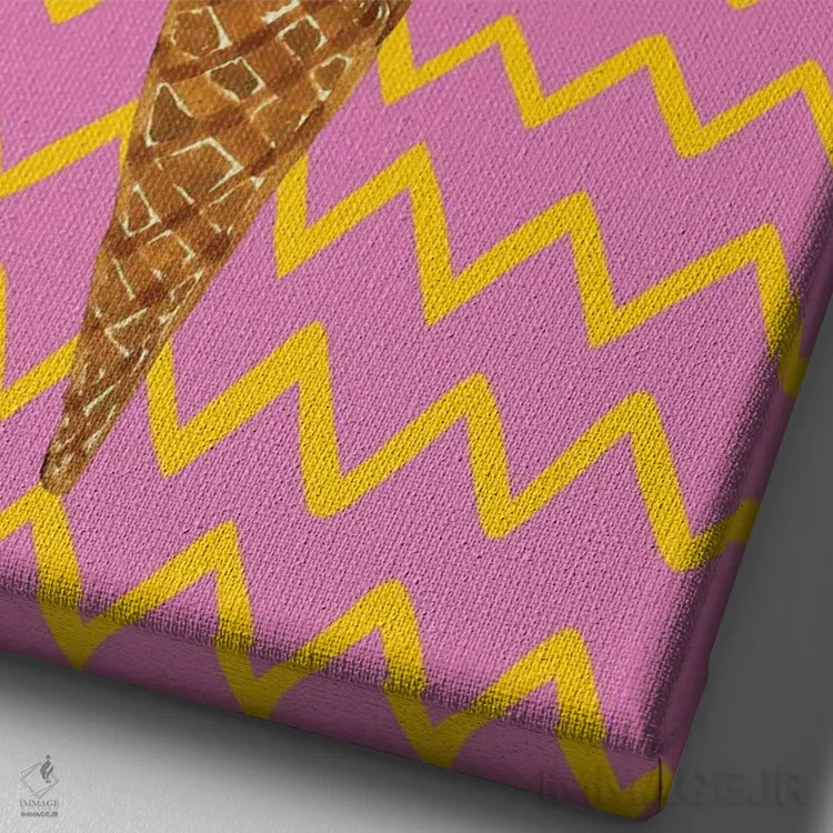 تابلو کورنتو روی زیگزاگ صورتی (بستنی) اثر آلیس استراکر - نمای نزدیک بافت بوم