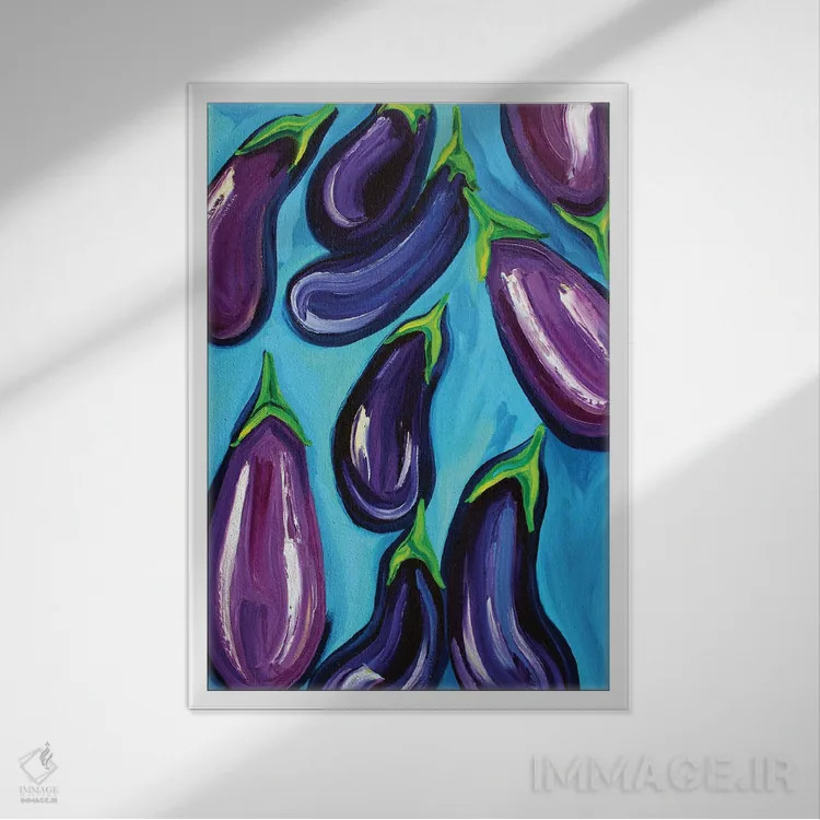 تابلو باران بادمجان اثر آلیس استراکر - نمای قابدار سفید