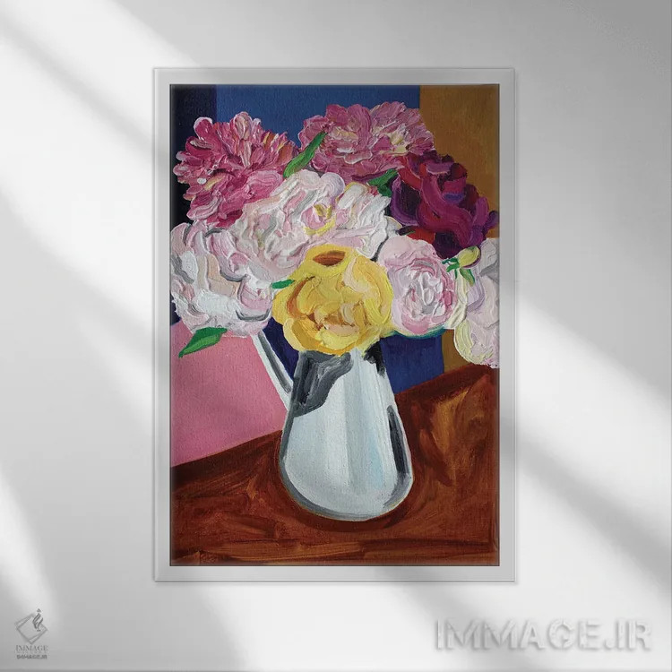 تابلو گل صدتومانی اثر آلیس استراکر - نمای قابدار سفید