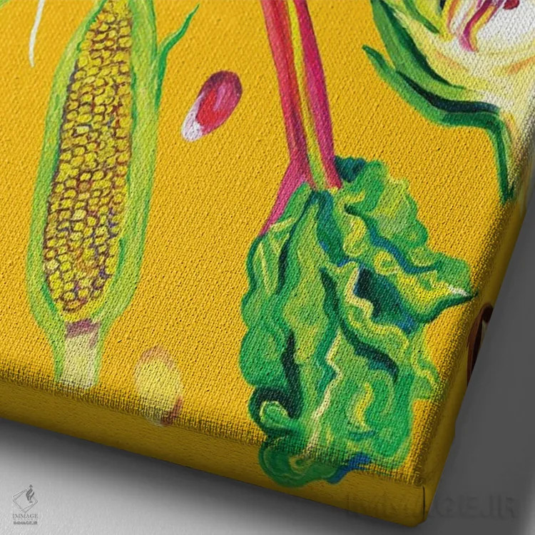 تابلو سبزیجات بهاری نارنجی روشن اثر آلیس استراکر - نمای نزدیک بافت بوم