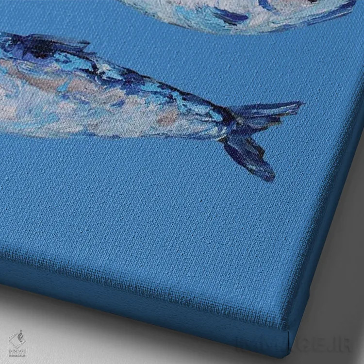 تابلو سارباور روی آبی اثر آلیس استراکر - نمای نزدیک بافت بوم