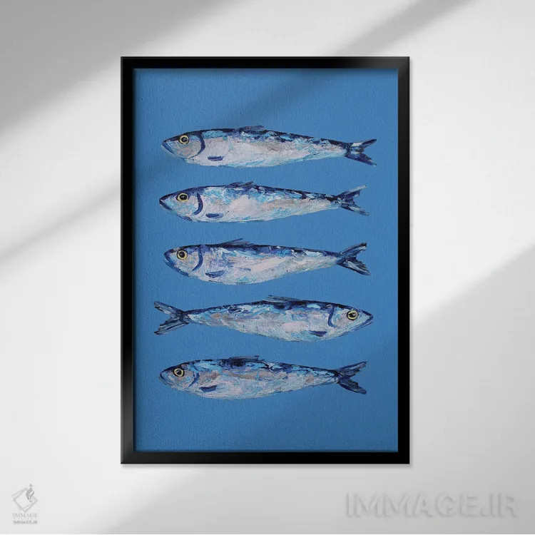 تابلو سارباور روی آبی اثر آلیس استراکر - نمای قابدار مشکی