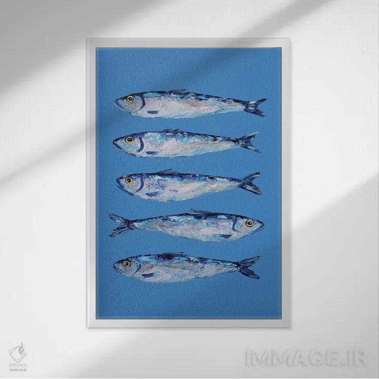 تابلو سارباور روی آبی اثر آلیس استراکر - نمای قابدار سفید